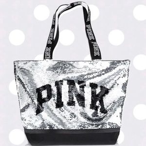 Victoria's Secret Pink sequin bling tote bag